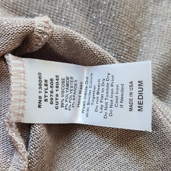 NWT Project Social T Womens Cassidy Cut Out Long Sleeve Lurex Brown Top Size M - Picture 6 of 6